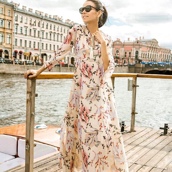 Max Mara's Max&Co. Palio Silk Floral Maxi Dress - Size 4 (NWT) - Picture 6 of 14
